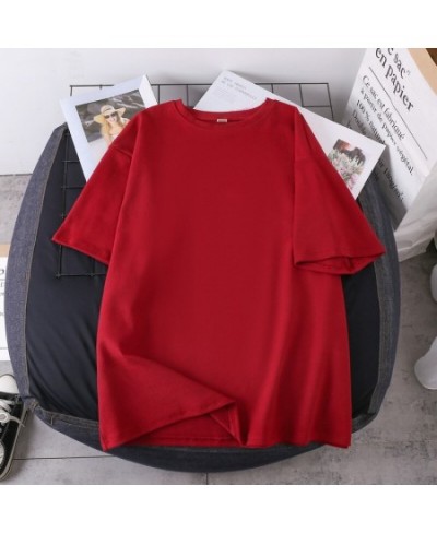 Short-sleeved T-shirt Women's Korean Version Plus Size Summer New Cotton Tshirts Student Loose Solid Color Girl Tees Top $31....