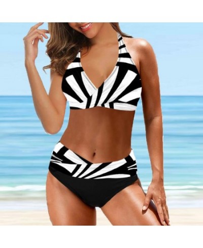 Summer Women Sexy Bikini Swimwear Women Loose Size Bikinis Set Swimsuit Abstract Printing Bathing Suit Two-piece Set Swimsuit...