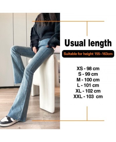 Winter Women's Warm Flare Jeans Fashion High Waist Thick Fleece Pants Raw Edge Korean Slim Velvet Denim Trousers Vintage Blue...