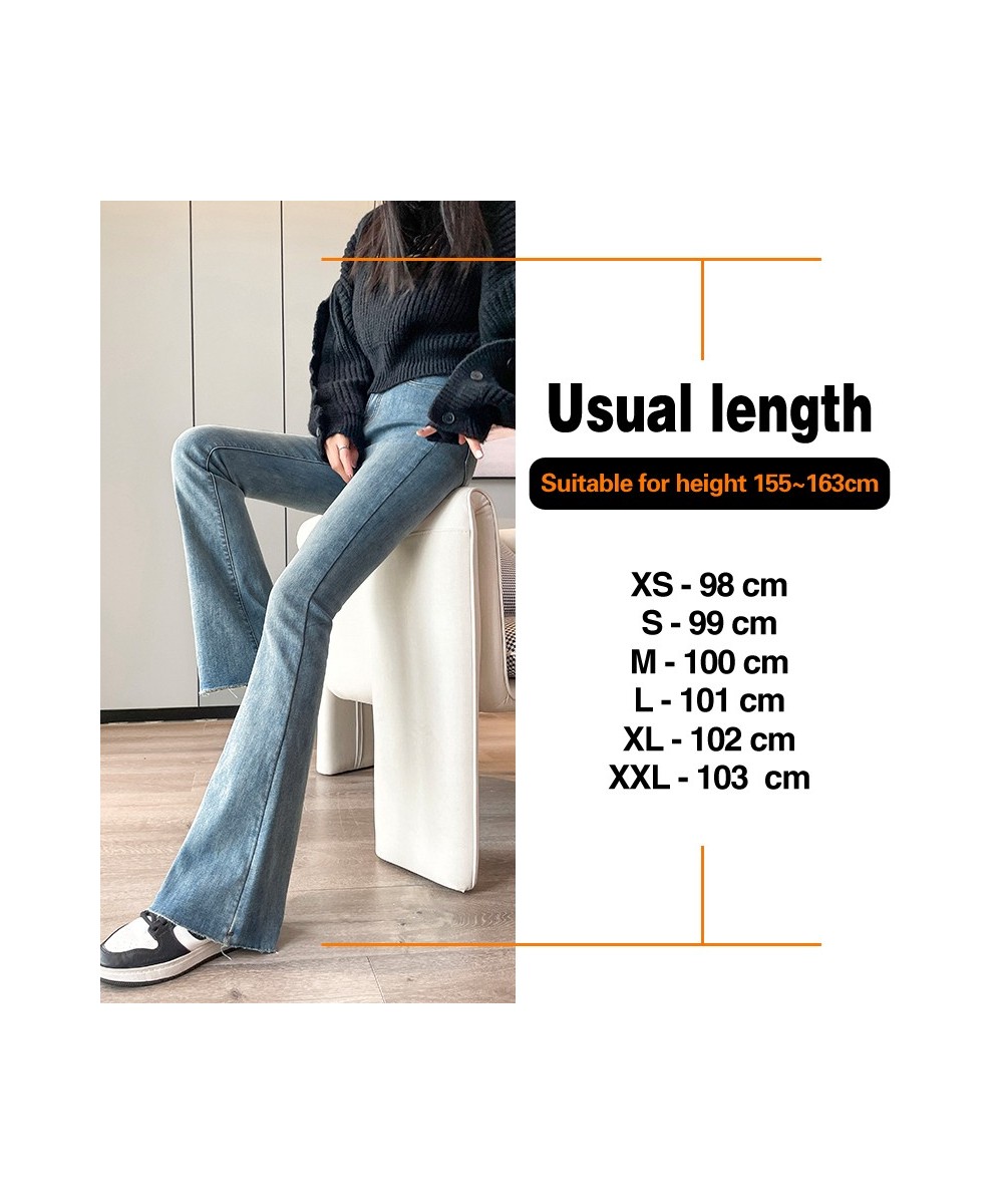 Winter Women's Warm Flare Jeans Fashion High Waist Thick Fleece Pants Raw Edge Korean Slim Velvet Denim Trousers Vintage Blue...