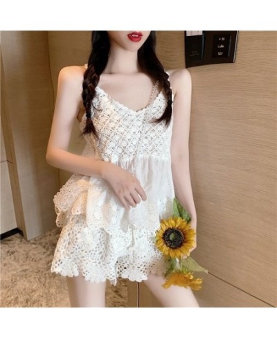 Womem Summer Beach Cotton Crochet Sets Camis Top Cotton Shorts Retro Patchwork Cute Two Pieces Set $38.04 - Suits & Sets