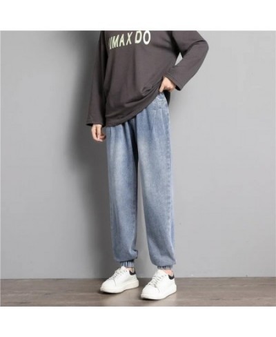 Streetwear Plus Size Baggy Jeans Women Casual Elastic High Waist Denim Harem Pants Female Fashion Loose Ankle Banded Jeans Wa...