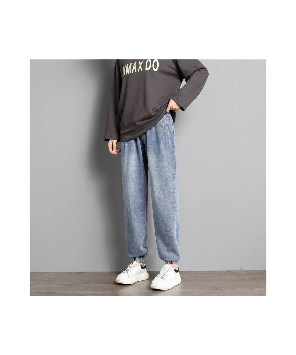 Streetwear Plus Size Baggy Jeans Women Casual Elastic High Waist Denim Harem Pants Female Fashion Loose Ankle Banded Jeans Wa...