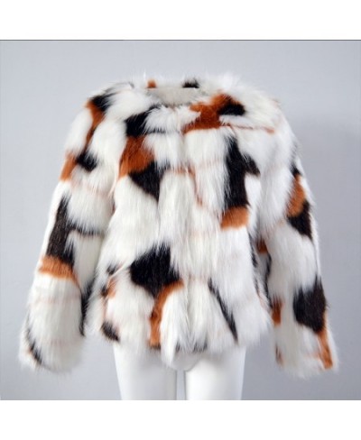 Women Mixed Color Animal Print Faux Fur Coat Female Long Sleeve Short Fur Jacket 2022 Spring and Autumn New Style $70.26 - Ja...