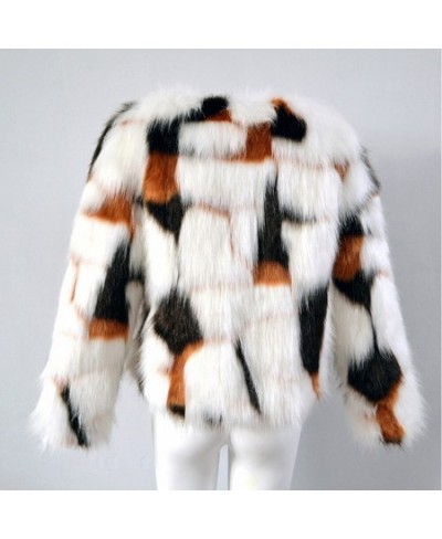 Women Mixed Color Animal Print Faux Fur Coat Female Long Sleeve Short Fur Jacket 2022 Spring and Autumn New Style $70.26 - Ja...