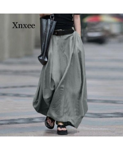 Fashion Women Maxi Long Skirts Summer Vintage High Waist Skirts Solid Cotton Linen Skirt Saia Female Beach Skirt Jupe Clothin...