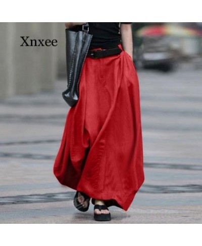 Fashion Women Maxi Long Skirts Summer Vintage High Waist Skirts Solid Cotton Linen Skirt Saia Female Beach Skirt Jupe Clothin...