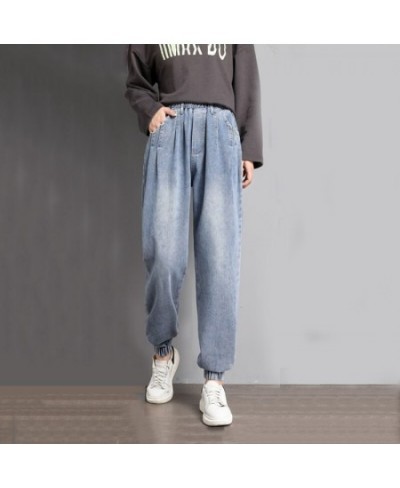 Streetwear Plus Size Baggy Jeans Women Casual Elastic High Waist Denim Harem Pants Female Fashion Loose Ankle Banded Jeans Wa...