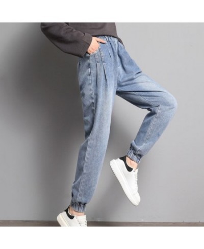 Streetwear Plus Size Baggy Jeans Women Casual Elastic High Waist Denim Harem Pants Female Fashion Loose Ankle Banded Jeans Wa...