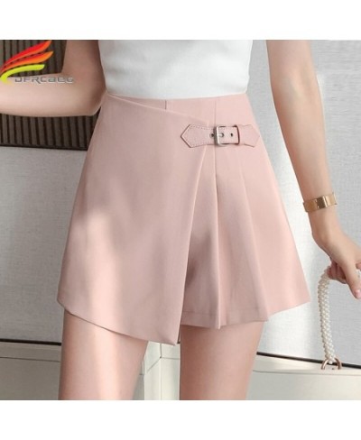 Shorts Skirt Women 2023 Spring Summer Beige Black Or Pink Mini Skirts With Belt High Waist Irregular A Line Skirt $39.08 - Sk...