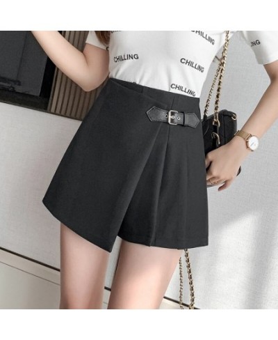 Shorts Skirt Women 2023 Spring Summer Beige Black Or Pink Mini Skirts With Belt High Waist Irregular A Line Skirt $39.08 - Sk...