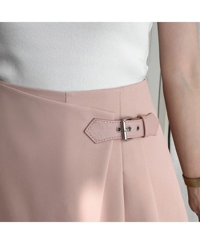 Shorts Skirt Women 2023 Spring Summer Beige Black Or Pink Mini Skirts With Belt High Waist Irregular A Line Skirt $39.08 - Sk...