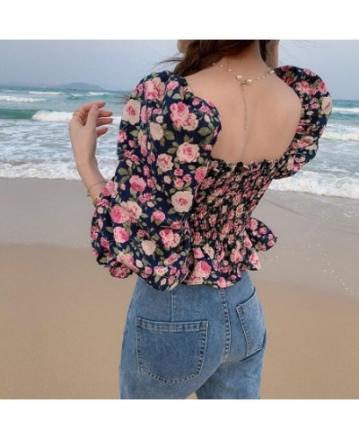 Blouses Women Floral Ruffles Retro Bodycon Elegant Sweet Harajuku Crop Top Chiffon Soft Summer Ins Holiday Female Sexy $23.02...