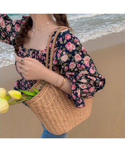 Blouses Women Floral Ruffles Retro Bodycon Elegant Sweet Harajuku Crop Top Chiffon Soft Summer Ins Holiday Female Sexy $23.02...