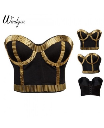 New Fashion Women Summer Sexy Gold Sequined Black Bodycon Corset $40.87 - Underwear