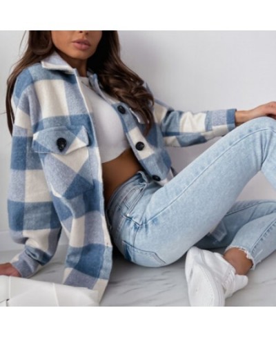 Women Vintage Plaid Shirt Button UP Oversize Shirt Spring Autumn Chic Ladies Loose Shirt Elegant Female Outfits Girls $48.74 ...