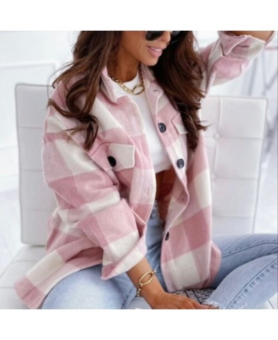 Women Vintage Plaid Shirt Button UP Oversize Shirt Spring Autumn Chic Ladies Loose Shirt Elegant Female Outfits Girls $48.74 ...