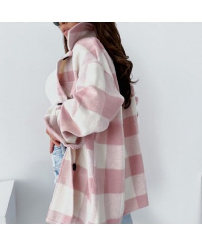 Women Vintage Plaid Shirt Button UP Oversize Shirt Spring Autumn Chic Ladies Loose Shirt Elegant Female Outfits Girls $48.74 ...