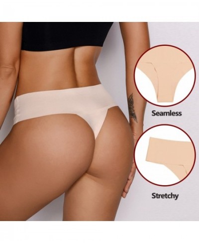 3Pcs Sexy Seamless Panties for Women Seamless Thongs Underwear Silk T-back G-Sting Female Lingerie Comfortable Low-Rise Brief...