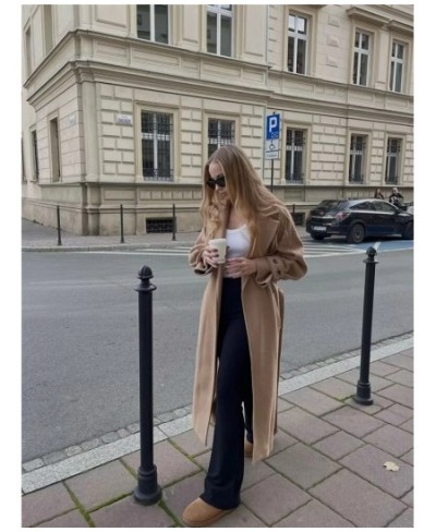 Women's Winter Coat Camel Long Coat Women Elegant Belt Faux Wool Jacket Outerwear Long Sleeve Womens Coats 2022 $83.88 - Jack...