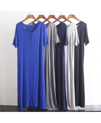 New Comfortable Cotton Nightgowns For Women Short Sleeve Buttons Night Dress Lounge Solid Color Ladies Nightshirt $29.93 - Sl...