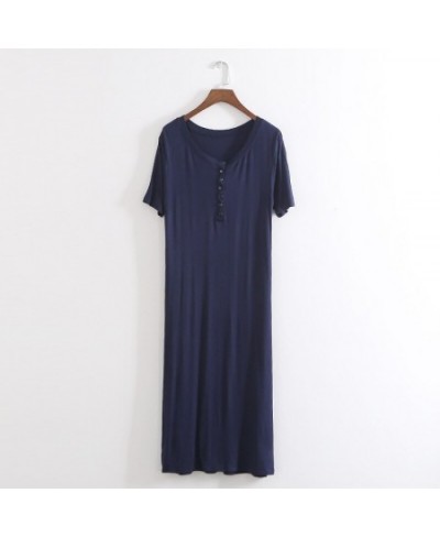 New Comfortable Cotton Nightgowns For Women Short Sleeve Buttons Night Dress Lounge Solid Color Ladies Nightshirt $29.93 - Sl...