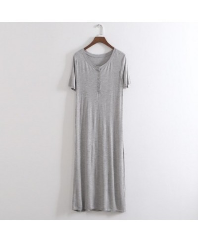 New Comfortable Cotton Nightgowns For Women Short Sleeve Buttons Night Dress Lounge Solid Color Ladies Nightshirt $29.93 - Sl...