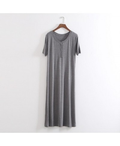 New Comfortable Cotton Nightgowns For Women Short Sleeve Buttons Night Dress Lounge Solid Color Ladies Nightshirt $29.93 - Sl...