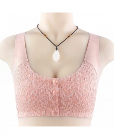 Women Fashion Casual Sexy Lace Front Button Underwear Without Rims Vest Lace Bra Mesh Sports Bra $57.88 - Underwear