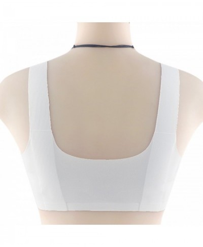 Women Fashion Casual Sexy Lace Front Button Underwear Without Rims Vest Lace Bra Mesh Sports Bra $57.88 - Underwear