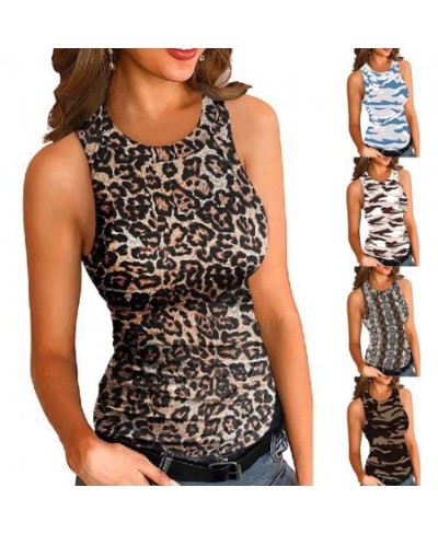 Women Leopard Print Loose Tank Tops Summer Female Stretch Round Collar Slim Vests Oversized S-3XL OULY-YY3442 $22.39 - Tops &...