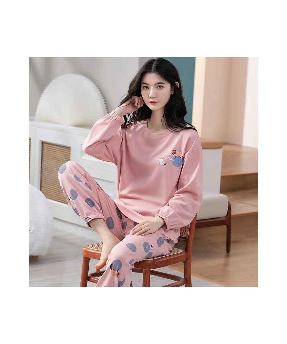 New Spring and Autumn New Pajamas Ladies Long-sleeved Trousers Cardigan Print Sweet and Fresh Home Service Women's Pajamas Se...