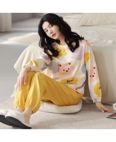 New Spring and Autumn New Pajamas Ladies Long-sleeved Trousers Cardigan Print Sweet and Fresh Home Service Women's Pajamas Se...