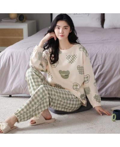 New Spring and Autumn New Pajamas Ladies Long-sleeved Trousers Cardigan Print Sweet and Fresh Home Service Women's Pajamas Se...