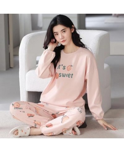 New Spring and Autumn New Pajamas Ladies Long-sleeved Trousers Cardigan Print Sweet and Fresh Home Service Women's Pajamas Se...