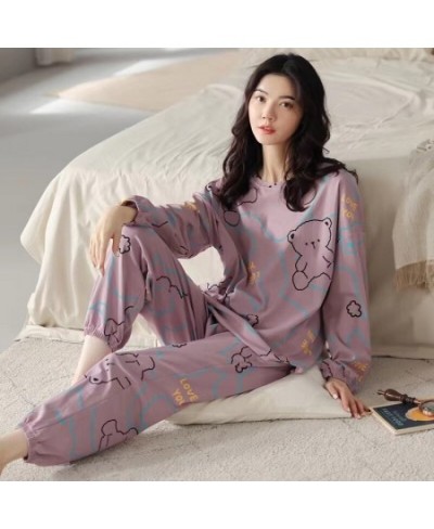 New Spring and Autumn New Pajamas Ladies Long-sleeved Trousers Cardigan Print Sweet and Fresh Home Service Women's Pajamas Se...