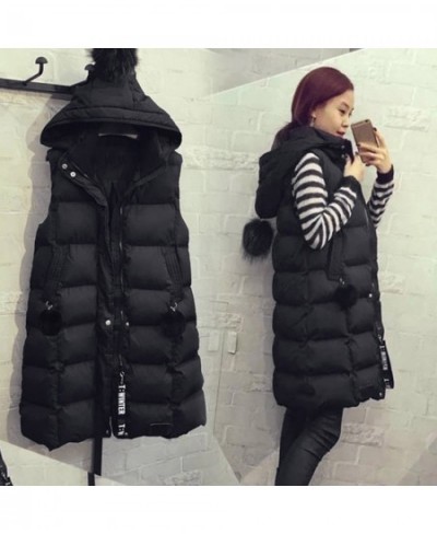 Autumn Winter Women Long Parkas Vest Warm Black Zipper Hooded Down Coat Parka Ladies Sleeveless Waistcoat Jacket Outwear $48....