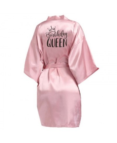 Women Silk Birthday Robes Birthday Queen & Squad Kimono Robe Bathrobe Sexy Nightwear Robes Satin Robe Dressing Gowns $30.29 -...