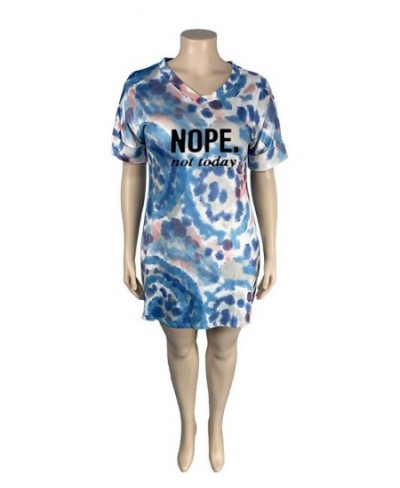 Plus Size Tie Dye Print Short Dresses for Women's Clothing 2022 Letter Print Deep V Neck Short Sleeve Bodycon Vestidos $47.28...