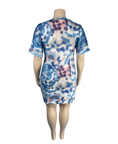 Plus Size Tie Dye Print Short Dresses for Women's Clothing 2022 Letter Print Deep V Neck Short Sleeve Bodycon Vestidos $47.28...