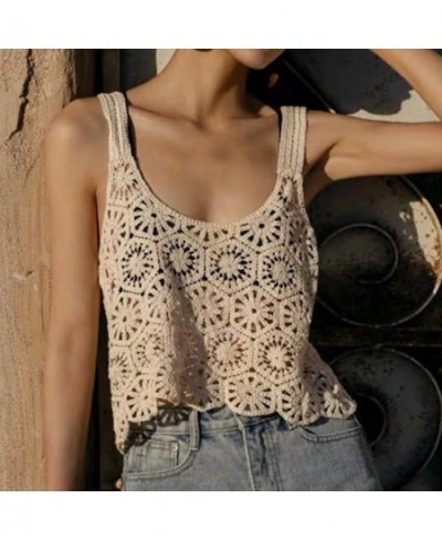 Fashion Hollow Out Tank Tops Corset Top Camisole Knitted Sleeveless Girls $21.35 - Underwear