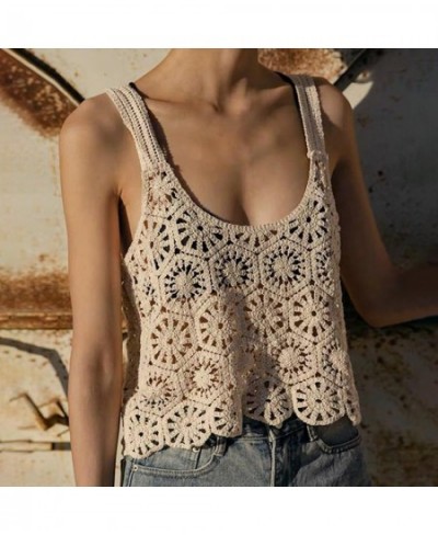 Fashion Hollow Out Tank Tops Corset Top Camisole Knitted Sleeveless Girls $21.35 - Underwear