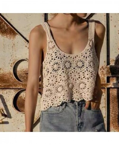 Fashion Hollow Out Tank Tops Corset Top Camisole Knitted Sleeveless Girls $21.35 - Underwear