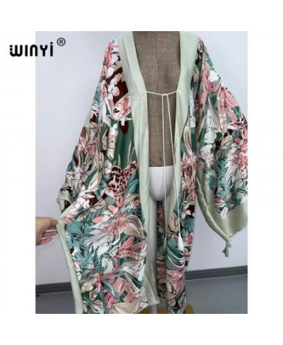 America Middle East Sunmer Women Cardigan stitch robe femme Cocktail sexcy Boho Maxi African Holiday Batwing Sleeve Silk Robe...