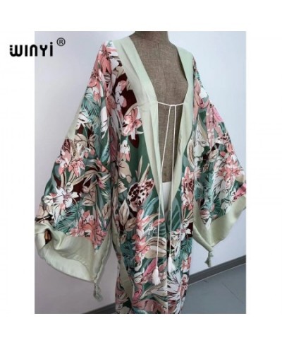 America Middle East Sunmer Women Cardigan stitch robe femme Cocktail sexcy Boho Maxi African Holiday Batwing Sleeve Silk Robe...