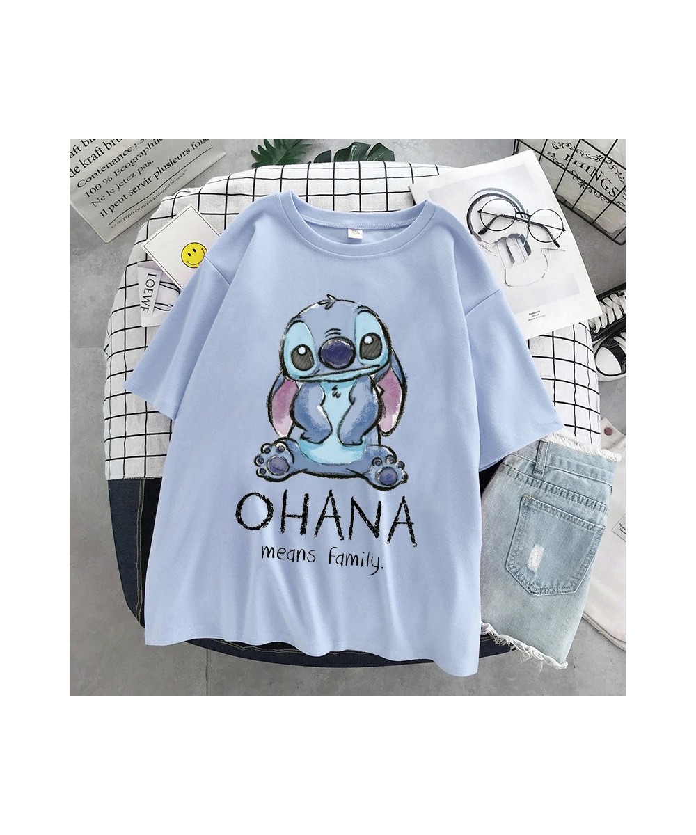 Stitch T-shirt ladies summer cartoon top T-shirt fashion men and women with the same white T-shirt bottoming $20.27 - Tops & ...