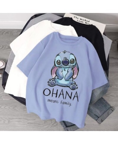 Stitch T-shirt ladies summer cartoon top T-shirt fashion men and women with the same white T-shirt bottoming $20.27 - Tops & ...