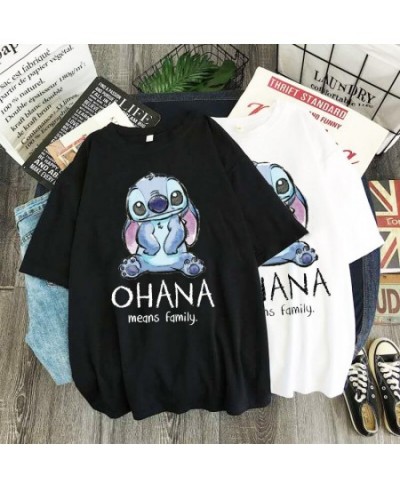 Stitch T-shirt ladies summer cartoon top T-shirt fashion men and women with the same white T-shirt bottoming $20.27 - Tops & ...