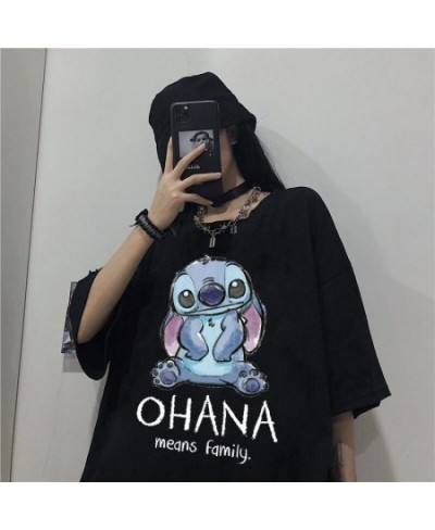 Stitch T-shirt ladies summer cartoon top T-shirt fashion men and women with the same white T-shirt bottoming $20.27 - Tops & ...