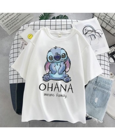 Stitch T-shirt ladies summer cartoon top T-shirt fashion men and women with the same white T-shirt bottoming $20.27 - Tops & ...